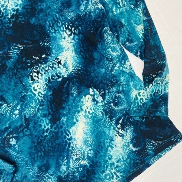 𝅺susan Lawrence Deep Teal Patterned Women’s Top - Picture 4 of 5